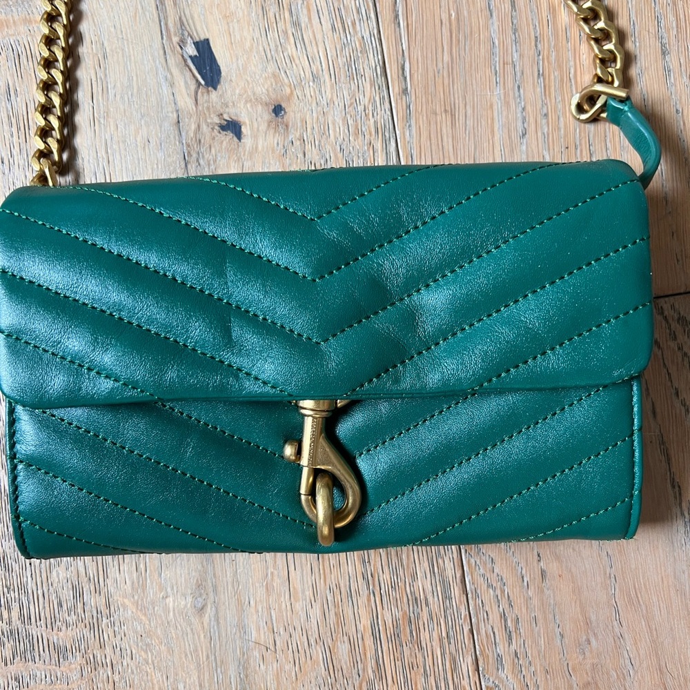 Rebecca Minkoff Green Leather Wallet on Chain Crossbody Bag - Picture 2 of 4